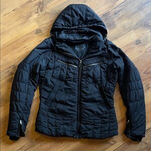 Prana Women's Black Puffer Jacket removable hood L